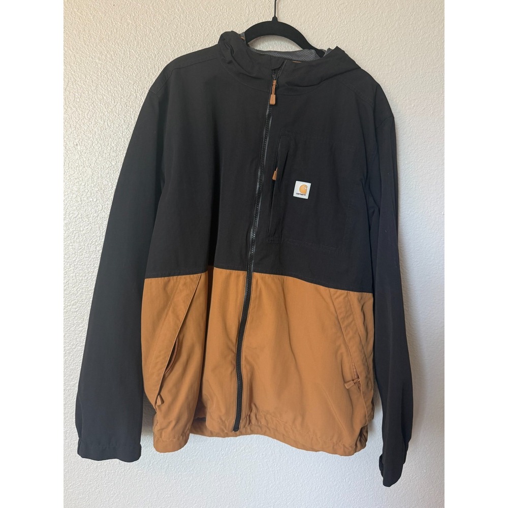 Carhartt Mens Medium Storm Defender Mid Weight Waterproof Hooded Jacket Black